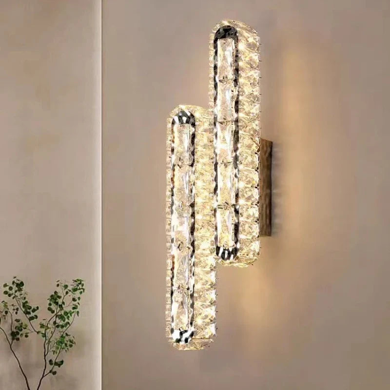 Clear Crystal Wall Lights Sconce by Afralia™ - Modern Design, Chrome Stainless Steel - Ideal for Home & Hospitality