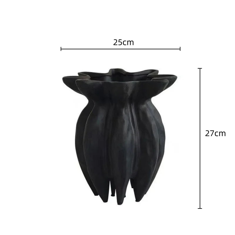 Afralia™ Black Jellyfish Petal Vase - Artistic Home Décor Handicraft