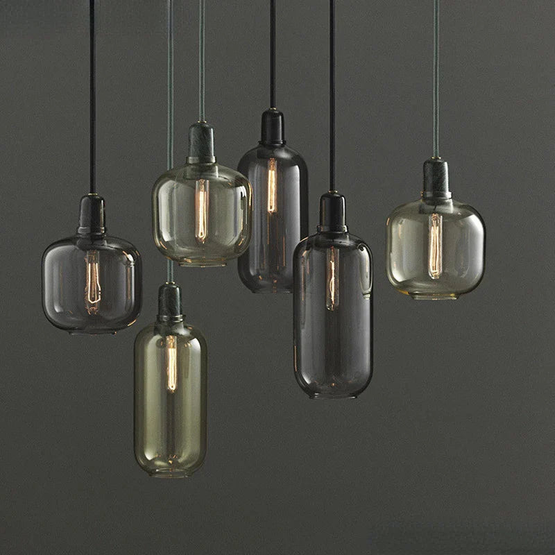 Afralia™ Industrial Stained Glass Pendant Lamp LED Hanging Lights for Dining & Living Room