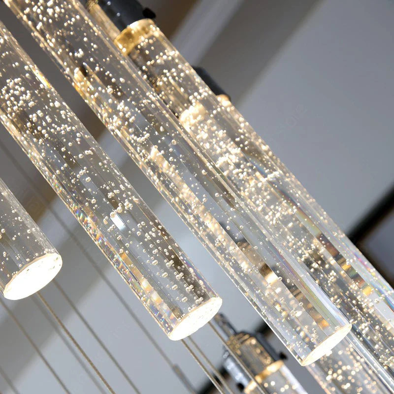 Afralia™ Crystal Staircase Chandelier LED Modern Interior Designer Gold Attic Lamps