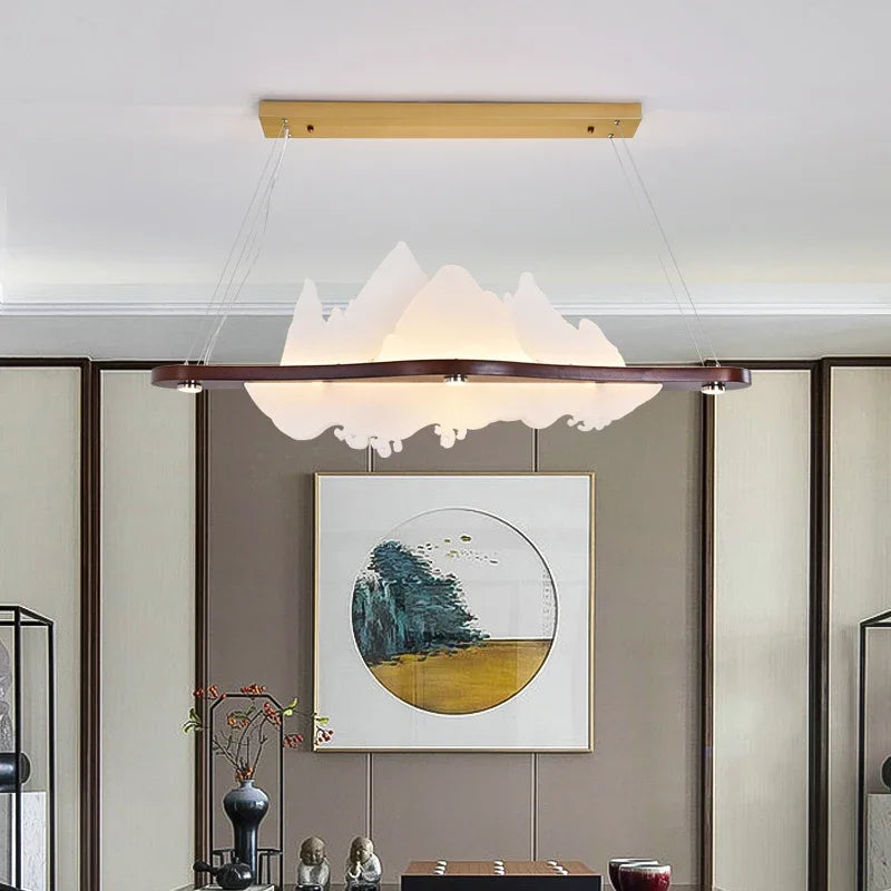 Afralia™ Chinese Style Wood Art Chandelier for Modern Zen Atmosphere