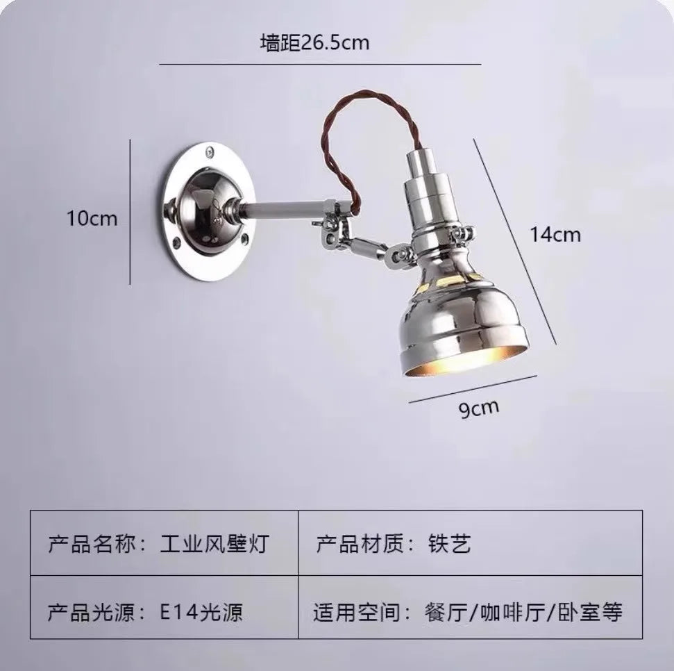Afralia™ Swing Arm LED Wall Lamp Bauhaus Style Retro Decor Bedroom Study Cafe