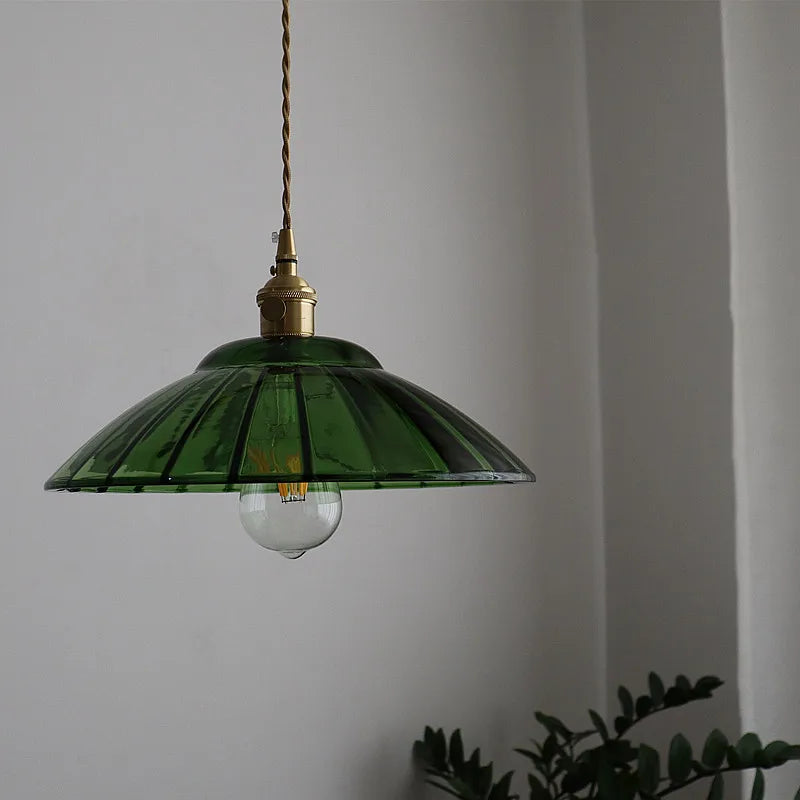 Afralia™ Glass LED Pendant Light: Retro Copper Chandelier for Kitchen, Bedroom, Restaurant.