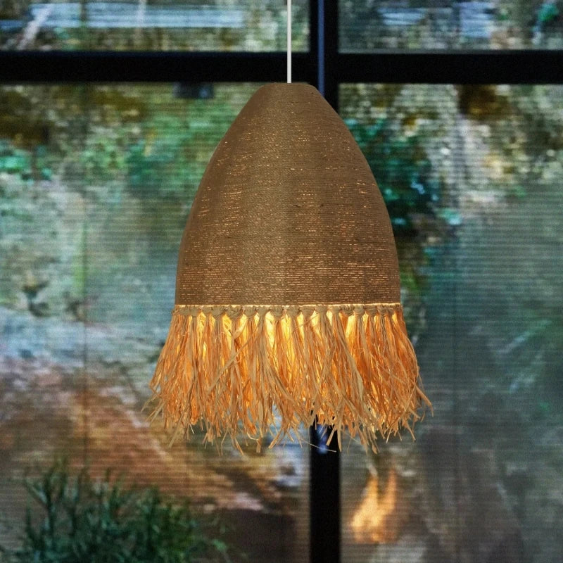 Afralia™ Rattan Pendant Light Chandelier, Woven Shade, Retro Design for Dining Room, Bar, Bedroom