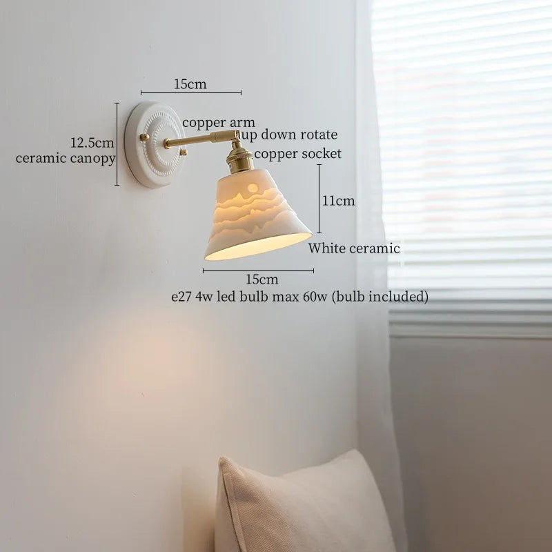 Afralia™ Ceramic LED Wall Lamp Bedroom Kitchen Bathroom Mirror Bedside Stair Light