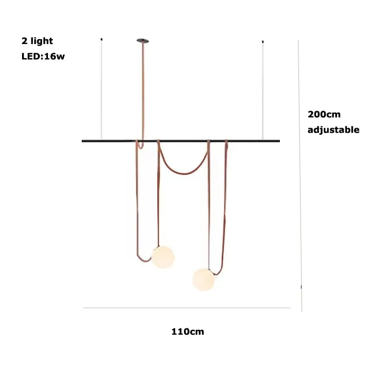 Afralia™ Red Black Line Glass Ball Chandelier Light for Living Room