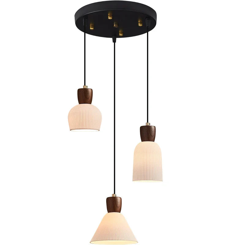 Afralia™ Walnut Ceramic Nordic LED Pendant Lights: Modern Japanese Style for Home, Cafe & Restaurant