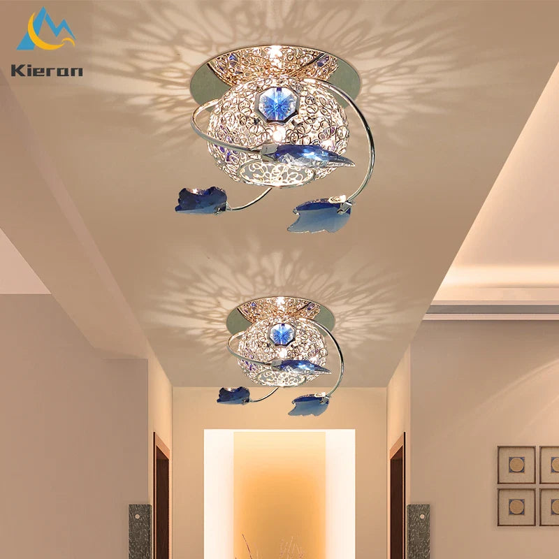 Afralia™ Maple Leaf Crystal LED Ceiling Lamp for Modern Room Decor