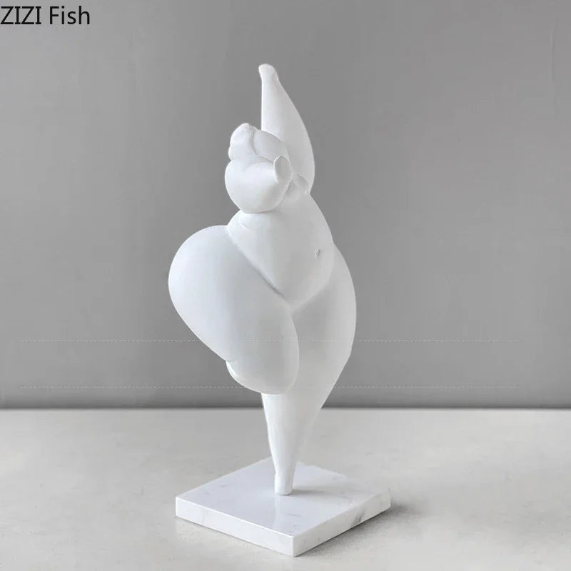 Afralia™ Fat Girl Dancer Resin Sculpture for Room Aesthetics and Desk Decoration