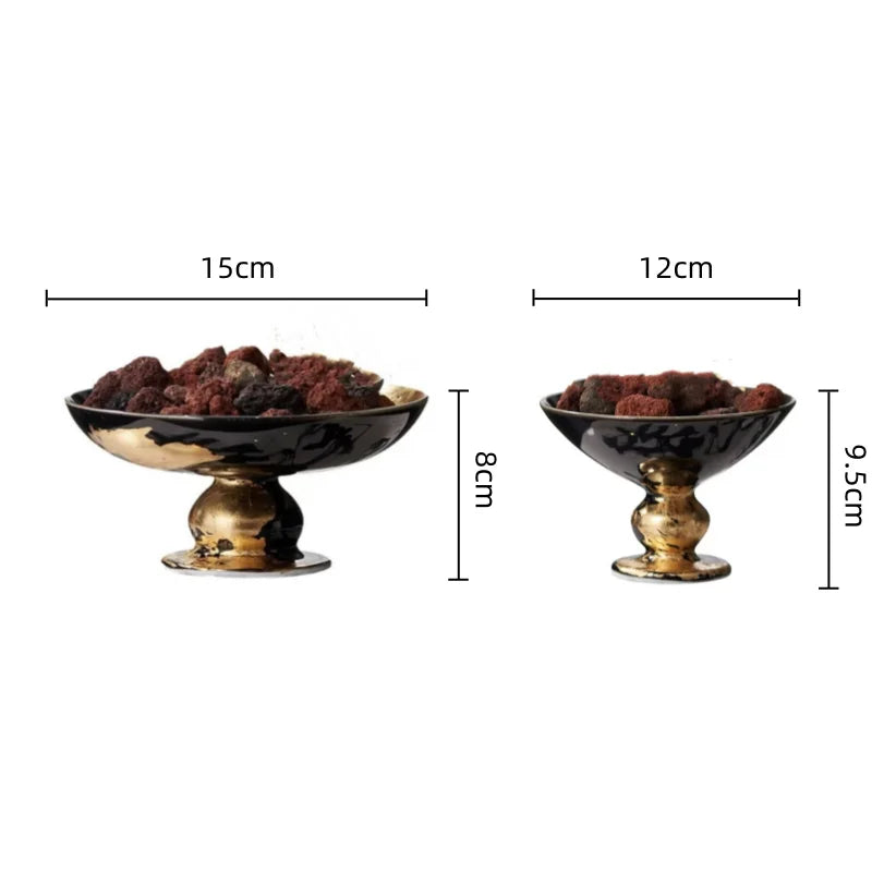 Afralia™ Ceramic Tray Aroma Diffuser High-legged Gold Plate Home Decor