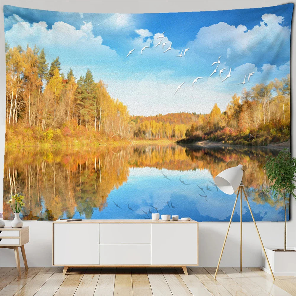 Afralia™ Coastal Cave Tapestry Wall Hanging - Boho Seaside Landscape Room Decor