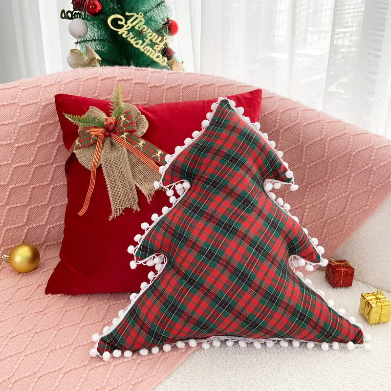 Afralia™ Festive Velvet Christmas Cushion Cover - 45*45 Patchwork Pillowcases for Sofa