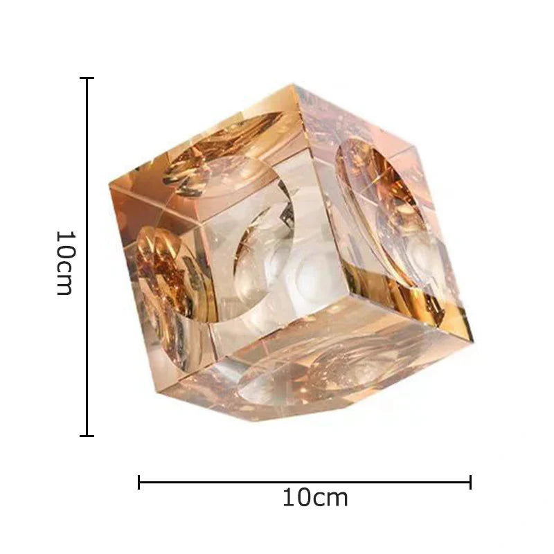 Afralia™ Crystal Cube Statue Desk Ornament - Creative Room Decor Sculpture