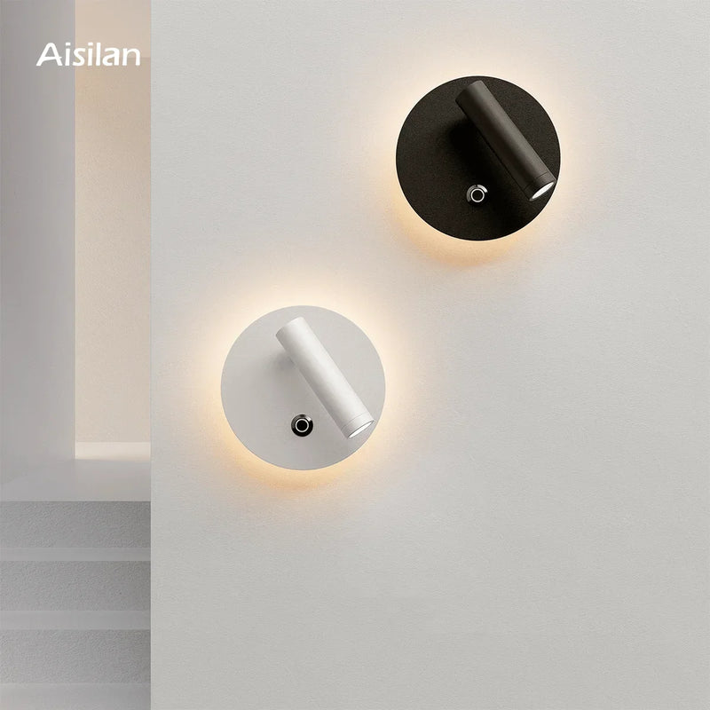 Afralia™ Dimmable LED Wall Lamp with Touch Switch, 340° Rotatable Backlight for Bedside & Study