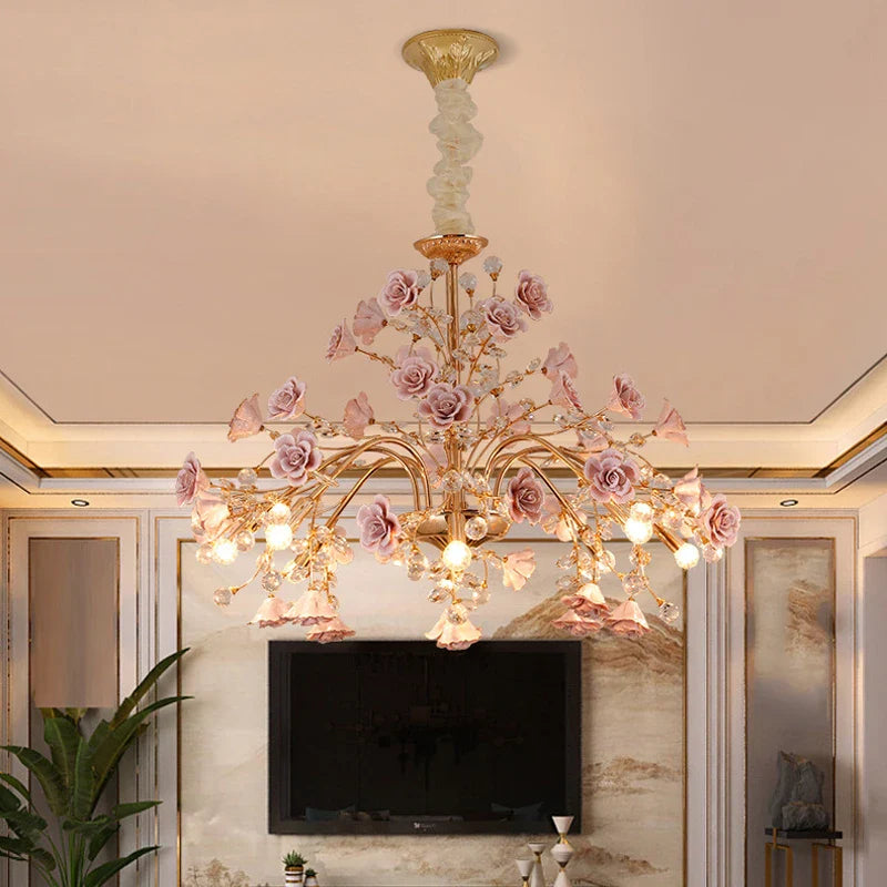 Afralia™ Rose Crystal Chandelier LED Lighting for Luxury Bedroom & Living Room