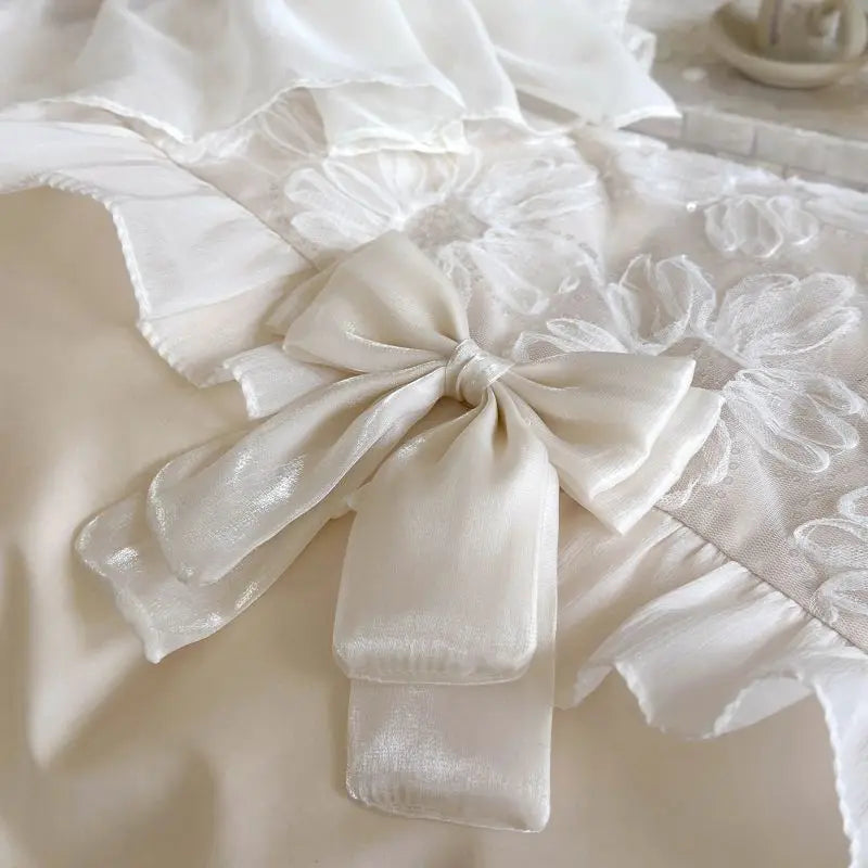 Afralia™ French Lace Ruffles Flowers Bedding Set: Duvet Cover, Sheet Set, Pillowcases