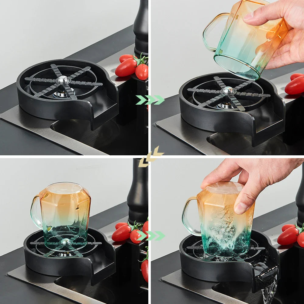 Afralia™ Glass Cup Washer: Automatic High Pressure Coffee Tea Cleaner Sink Tool