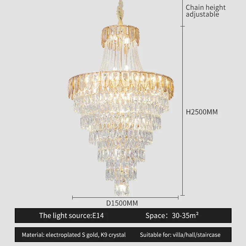 Afralia™ Crystal Chandelier Art Living Room Lighting for Duplex Buildings and High-End Restaurants