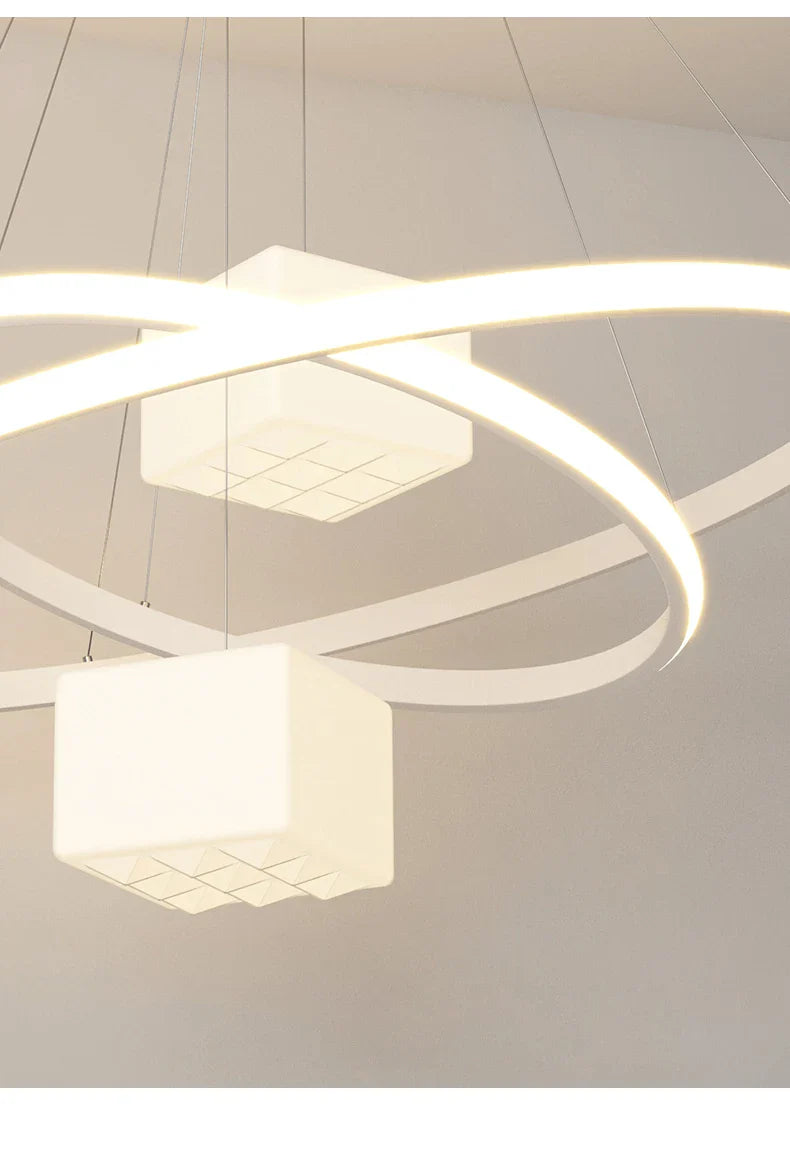 Afralia™ LED Chandelier: Modern Living Room Kitchen Hanging Light, White Indoor Lighting Fixture
