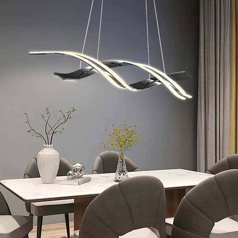 Afralia™ Modern Gold Dimmable LED Pendant Chandelier for Dining Room Kitchen Island