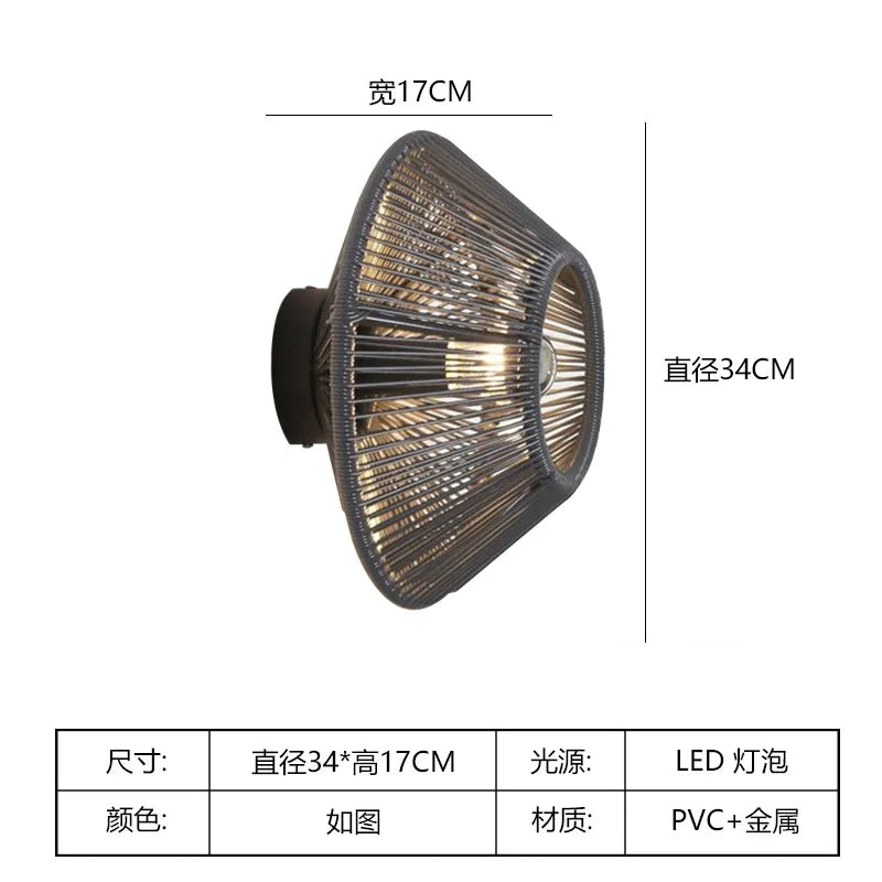 Afralia™ Wabi-sabi Rubber Rattan LED Wall Lamp for Indoor Living Room Bedroom Tea House