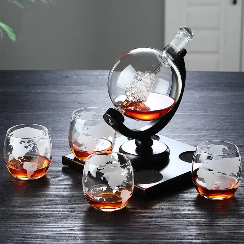 Afralia™ Earth Decanter Set Whiskey Red Wine Glass Creative Craft Decoration