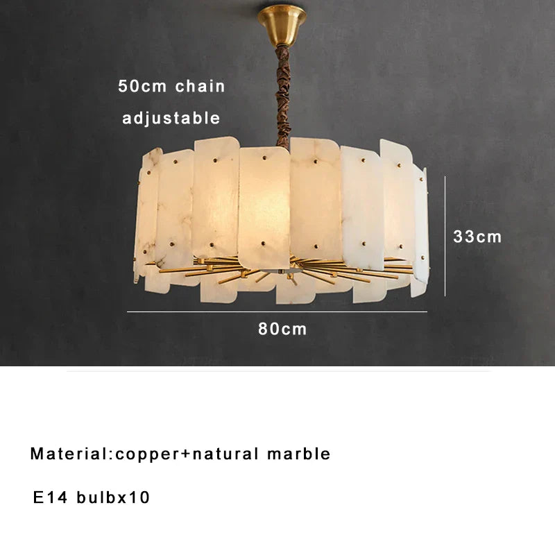 Afralia™ Marble Brass Chandelier Dimmable Stone Hanglamp Gold Lustres Lighting