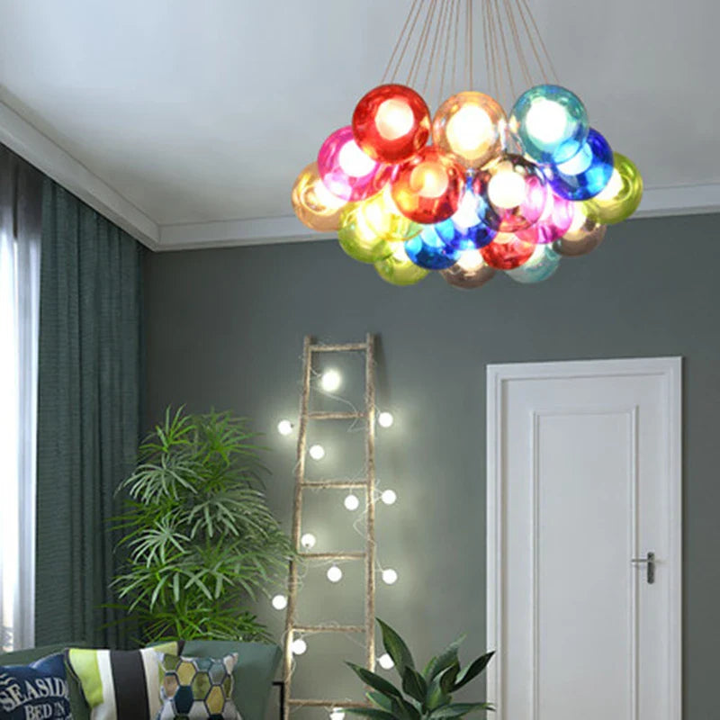 Afralia™ Glass Ball Bubble Chandelier: Nordic Modern Pendant Light for Living Room, Bedroom, Dining Table
