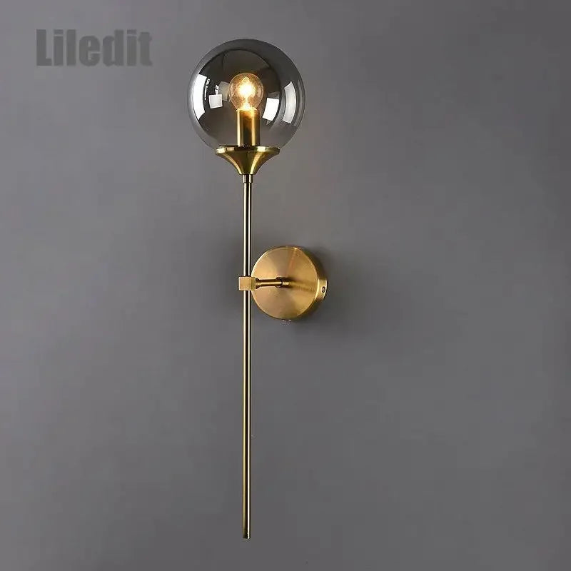 Afralia™ Golden Glass Ball Wall Lamp: Modern Nordic Style Bedside & Living Room Lighting