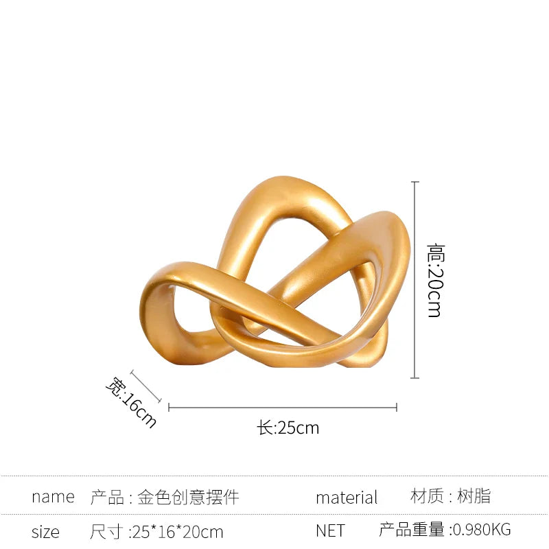 Afralia™ Golden Ring Black and White Striped Abstract Resin Figurines Home Decor