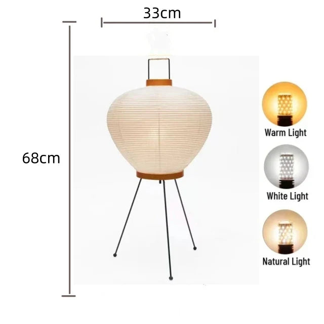Afralia™ Japanese Rice Paper LED Floor Lamp Retro Standing Light