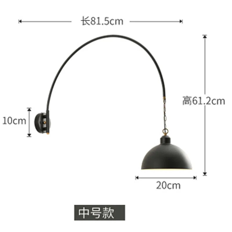 Afralia™ Long Swing Arm Wall Lamp, Industrial Vintage Living Room Light