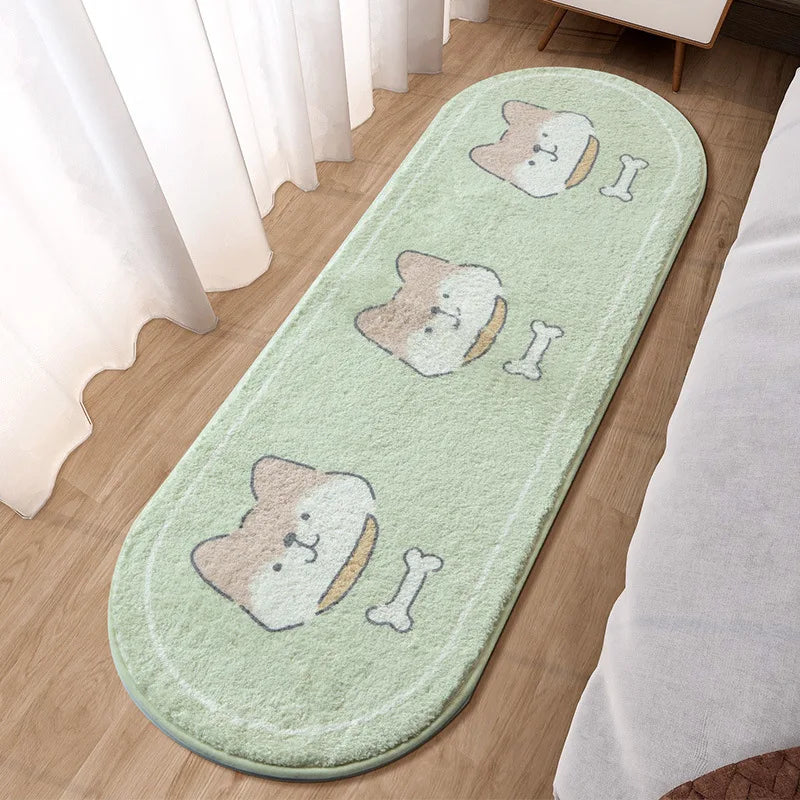 Afralia™ Lovely Rabbit Pink Bedside Rug for Girls Children Bed Room