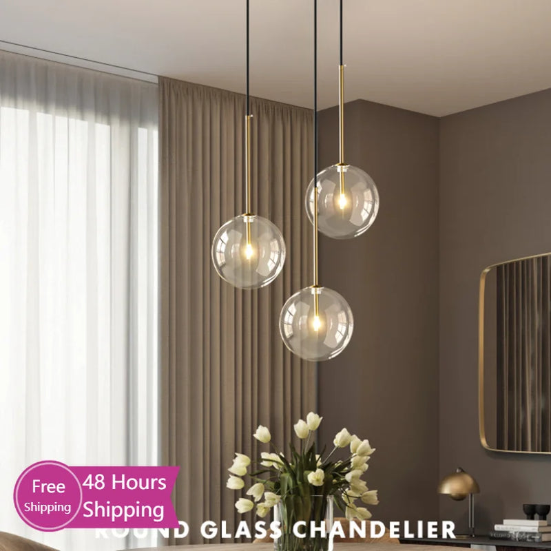 Afralia™ Bubble Glass Ball Pendant Light for Bedroom Kitchen Dining Room LED Fixture