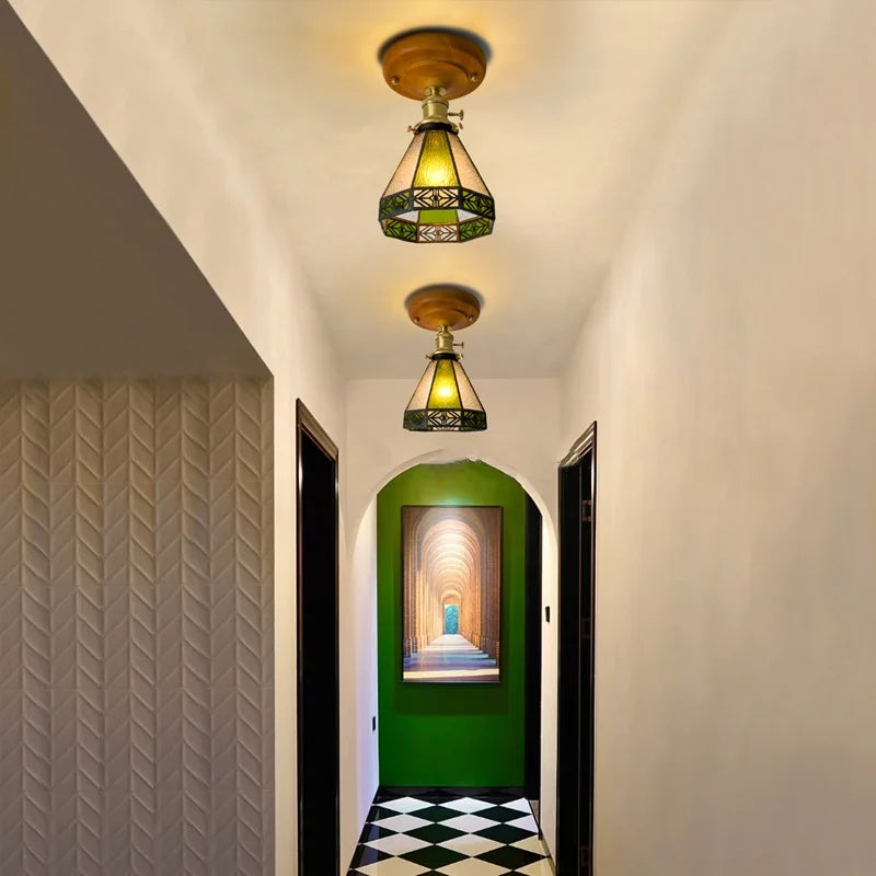 Afralia™ Glass Copper LED Ceiling Lamp Modern Style for Home Decor and Restaurant