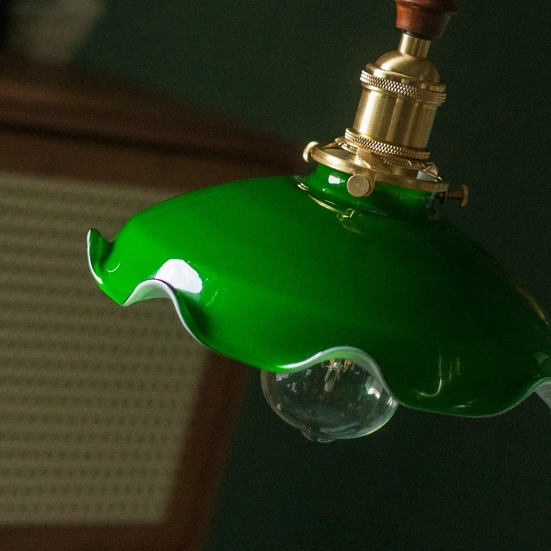 Afralia™ Green Glass LED Pendant Lamp for Living & Dining Room Decor