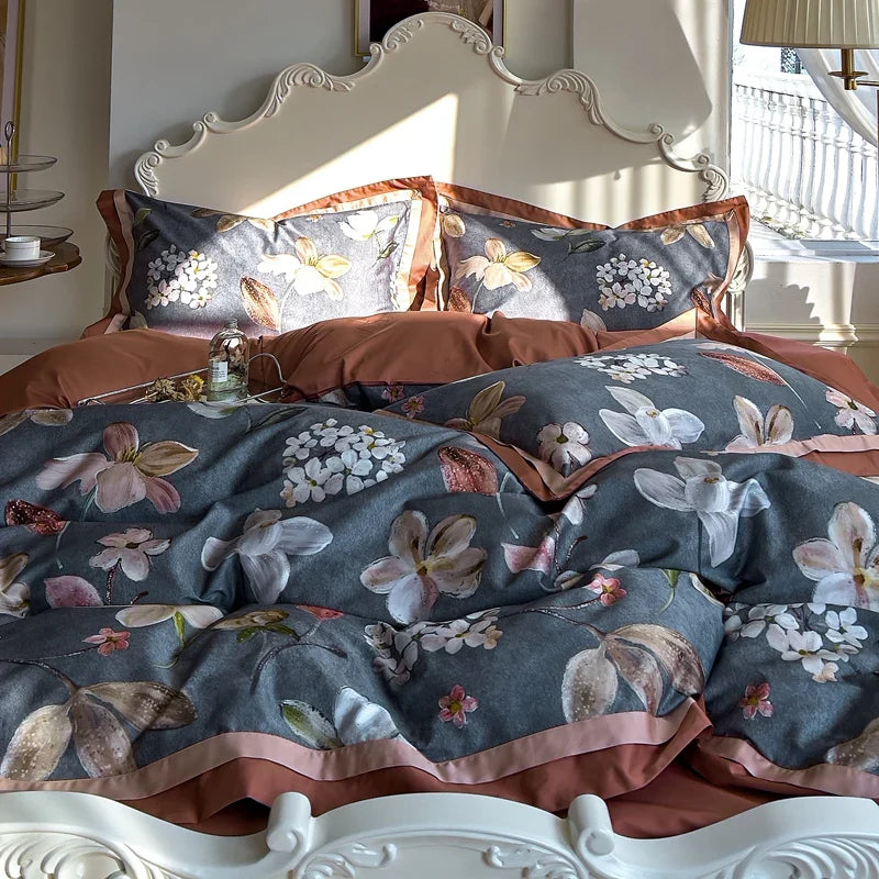 Afralia™ Vintage Style 1000TC Egyptian Cotton Bedding Set with Pastoral Print