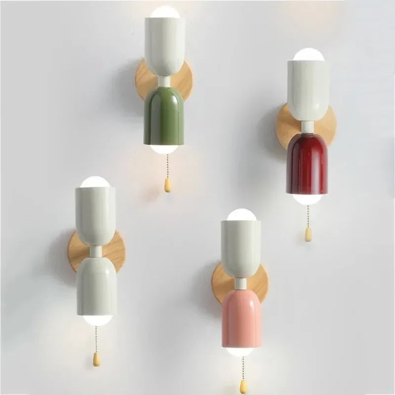 Afralia™ Cream Zipper Nordic Wooden Wall Lamp: Minimalist Indoor Lighting for Bedroom and Living Room