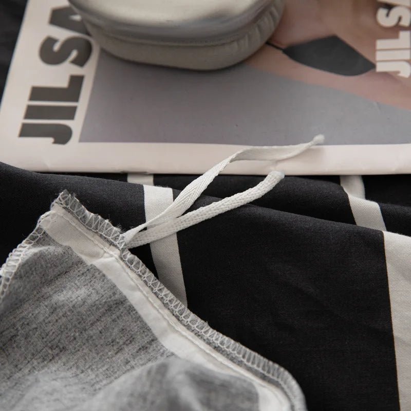 Afralia™ Luxury Cotton Striped Bedding Set - Soft Single Double Bedclothes for Summer