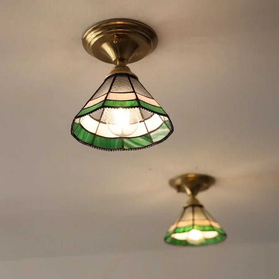 Afralia™ Glass LED Ceiling Lamp Modern Copper Socket Ceiling Lights