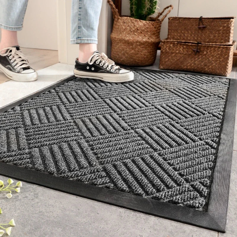 Afralia™ Large Rubber Indoor Outdoor Doormat | Durable Shoe Scraper Mat