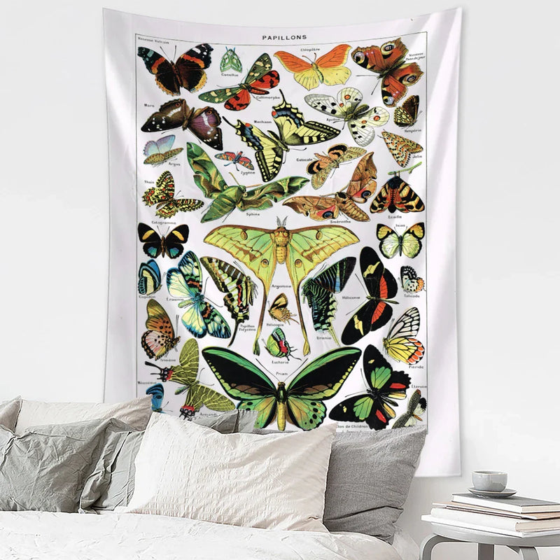 Afralia™ Butterfly Map Tapestry Wall Hanging: Bohemian Room Decor