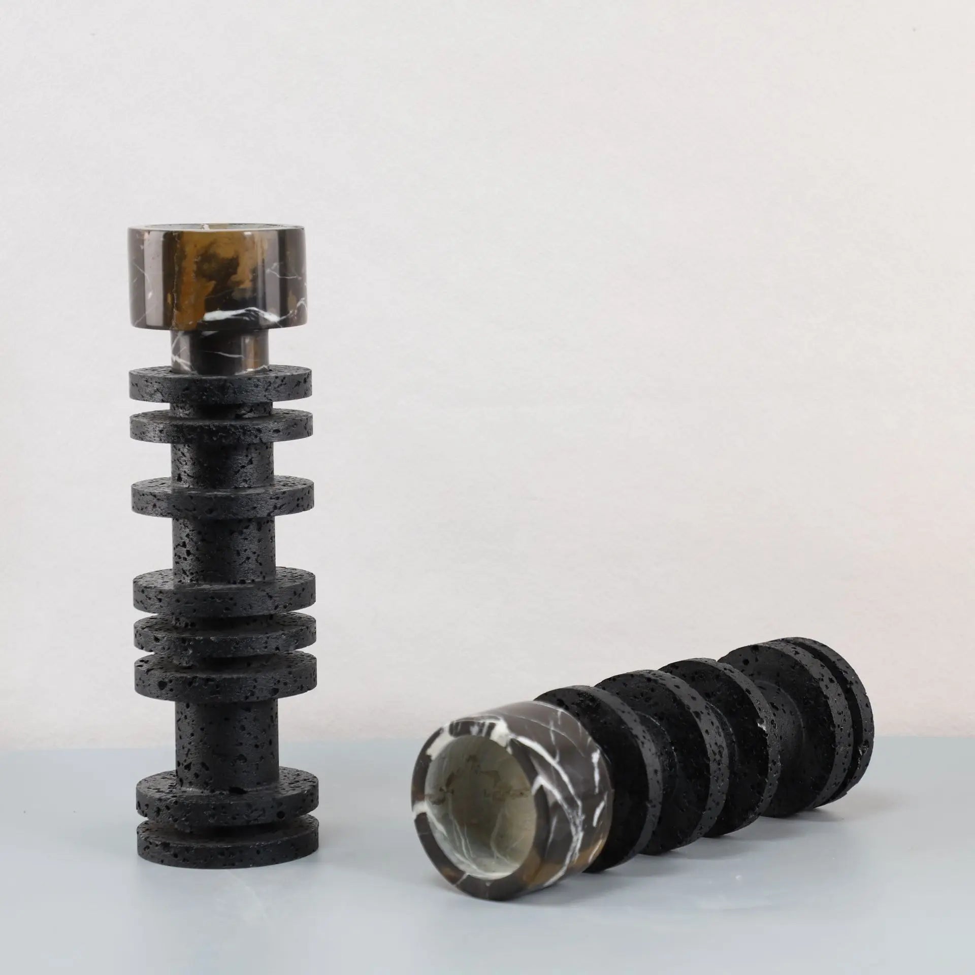 Afralia™ Black Marble Candle Holder for Elegant Table Centerpieces