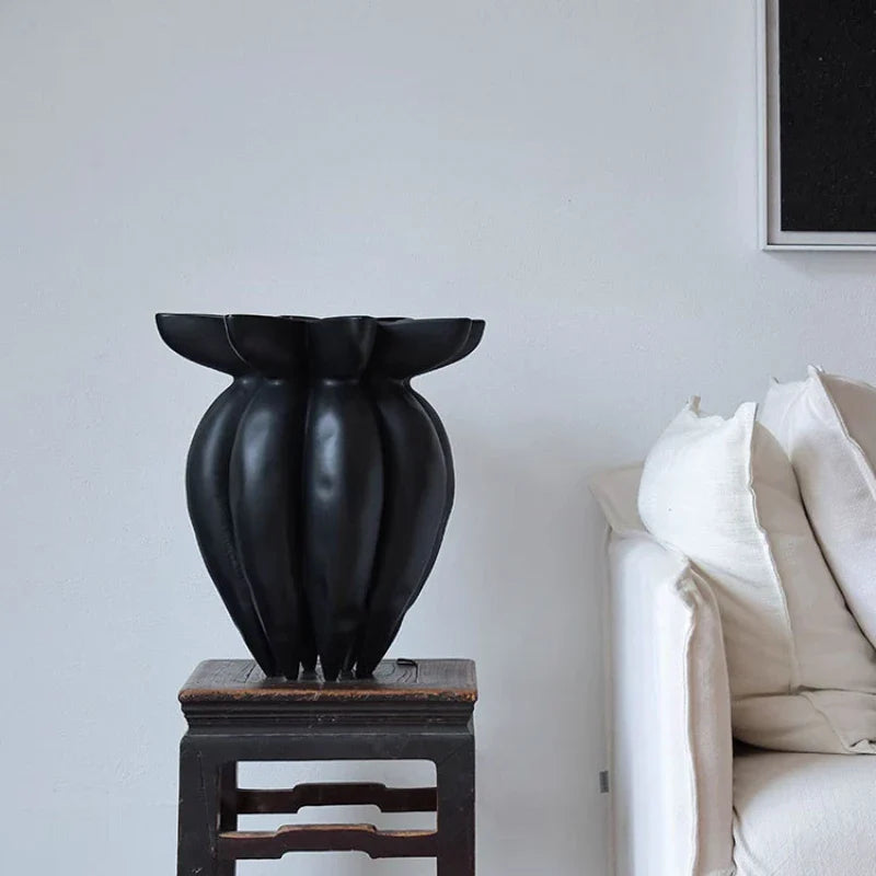 Afralia™ Black Jellyfish Petal Vase - Artistic Home Décor Handicraft