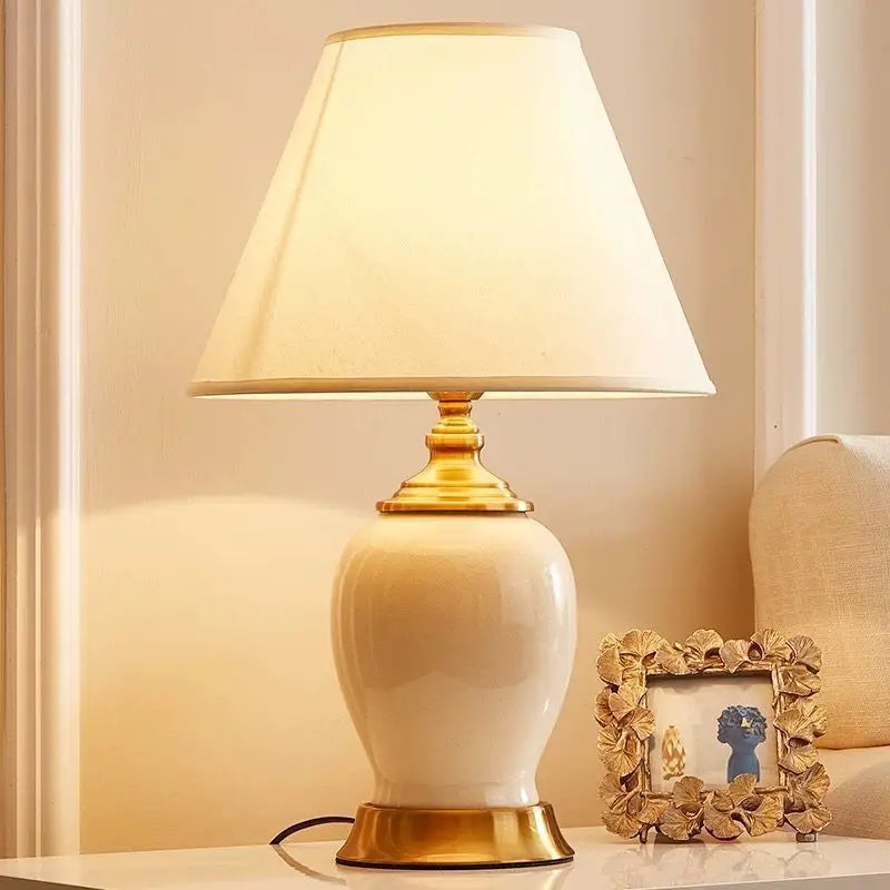 Afralia™ Luxury Ceramic Flower Pattern LED Table Lamp for Home Living Room and Bedroom