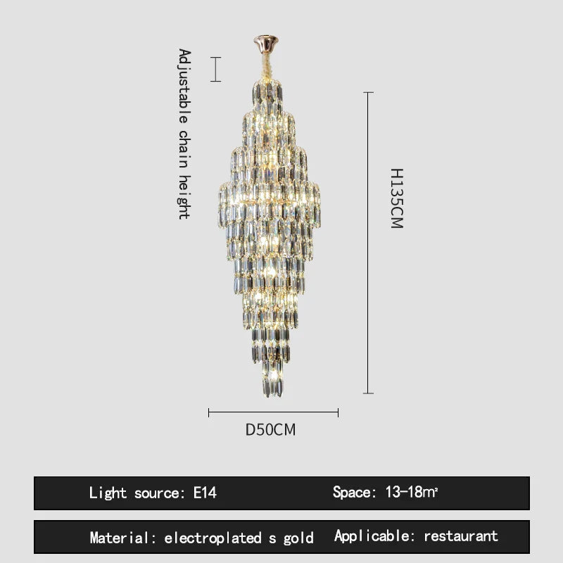 Afralia™ Crystal Loft Pendant Light: Sleek Spiral Staircase Chandelier