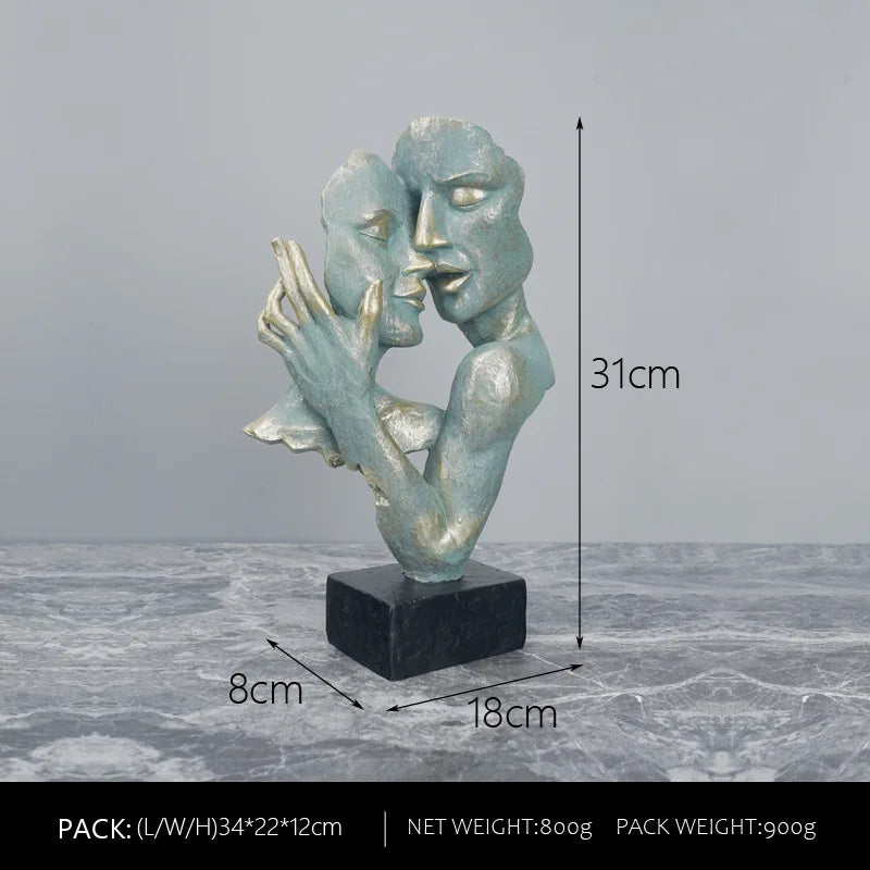 Afralia™ Resin Couple Mask Figurines Retro Lover Home Decoration Objects
