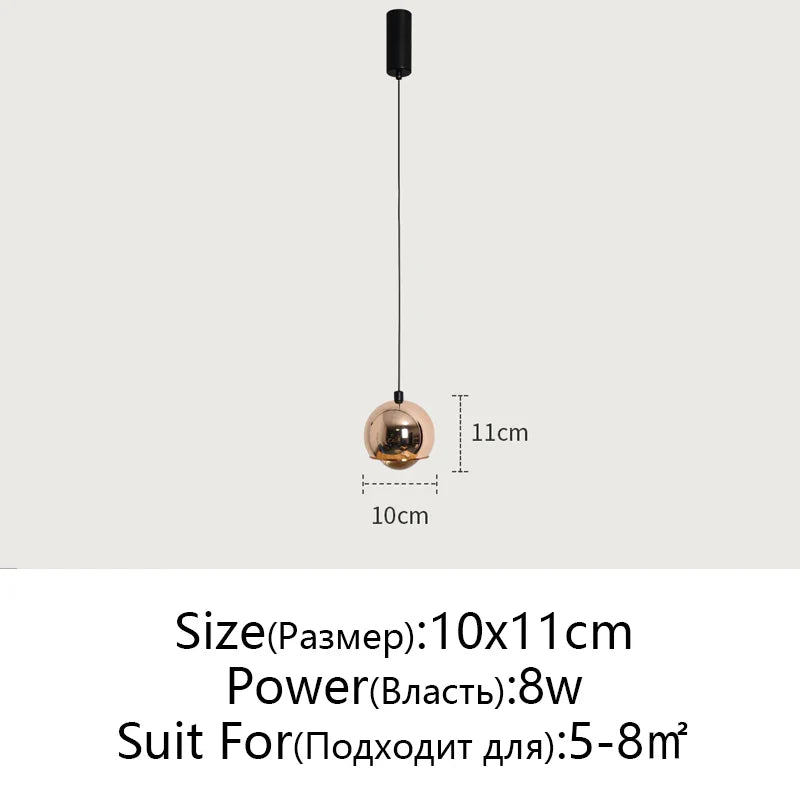 Afralia™ Gold Metal Luster Pendant for Bedside & Kitchen Island - Minimalist LED Hanging Light