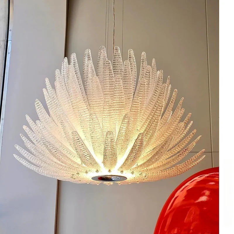 Afralia™ Gold Flower Murano Glass Chandelier - Vintage Style for Living Room, Bedroom, or Lobby