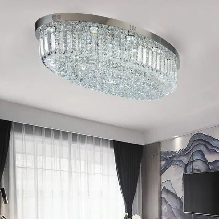 Afralia™ Crystal Dining Room Ceiling Light Modern LED K9 Crystals Gold / Chrome